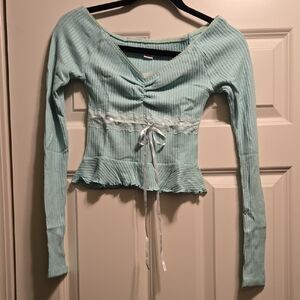 Cute Top With Ribbon And lace Tie